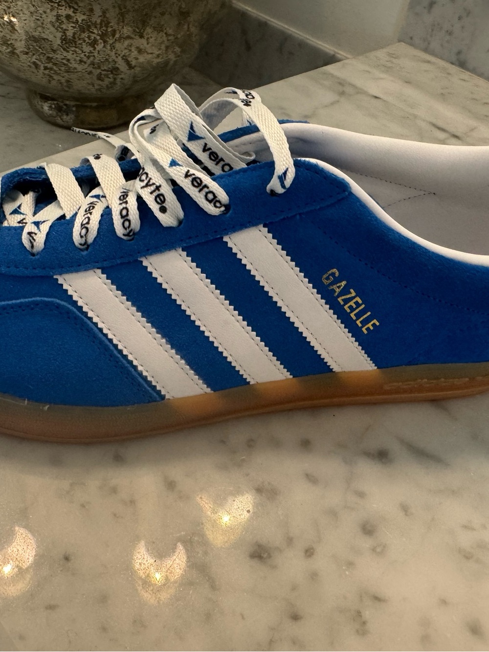 adidas Gazelle Blue and White Suede Sneakers